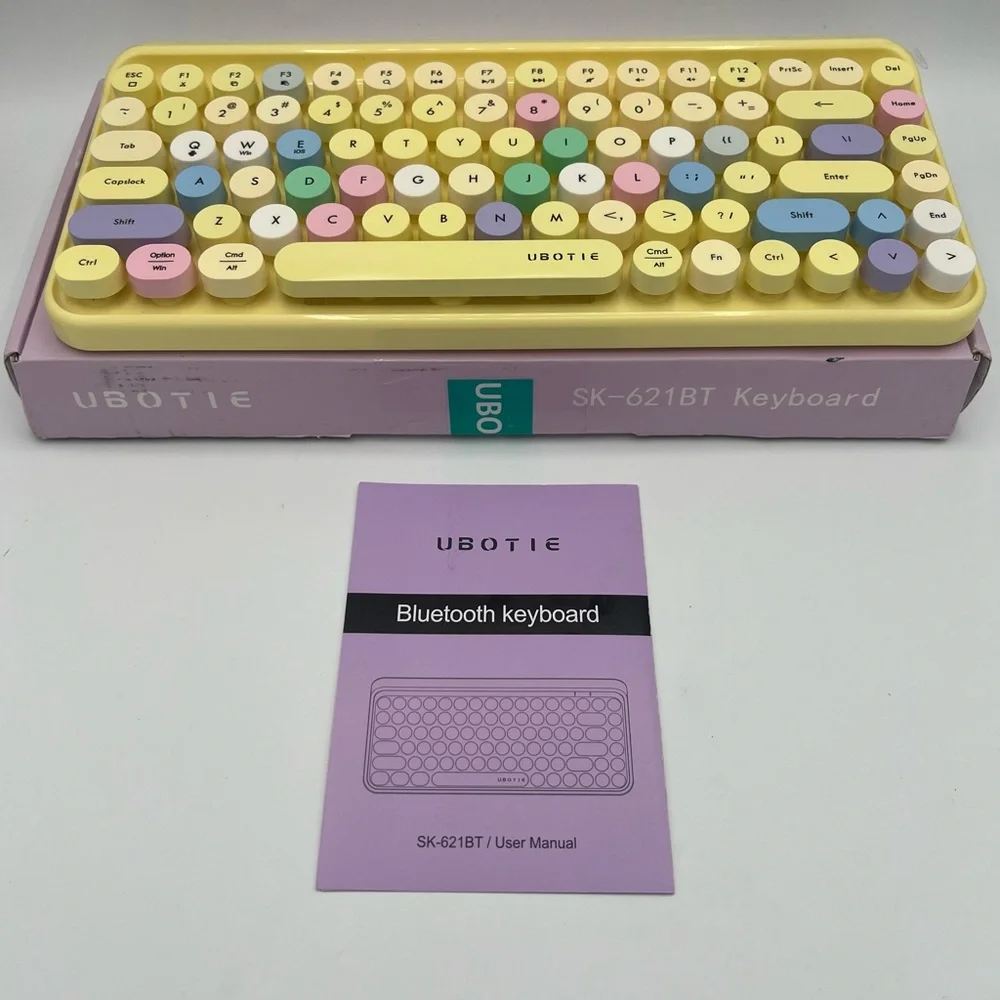 UBOTIE Bluetooth Portable Computer Keyboard Mini Wireless (Colorful Yellow)